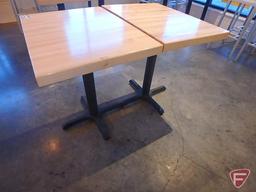 (2) Wood Goods Inds. Inc. butcher block style dining room tables with metal base, 24"x30"x30"H