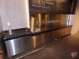 Custom stainless steel beer and wine dispensing station with stone countertop,