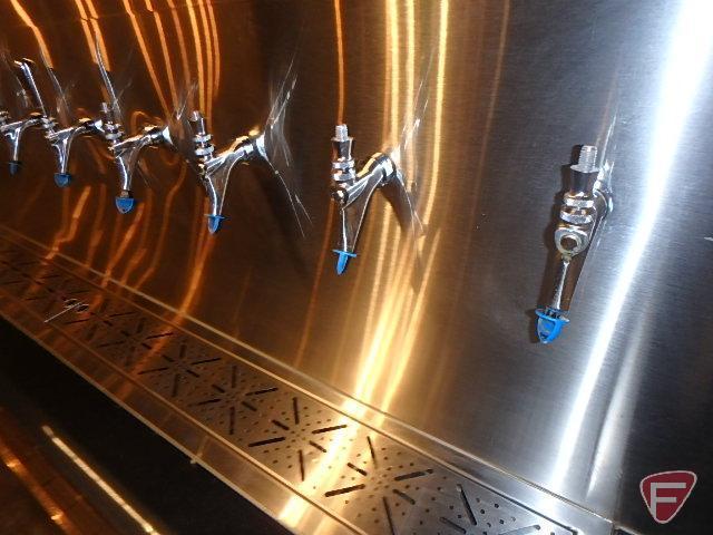 Custom stainless steel beer and wine dispensing station with stone countertop,