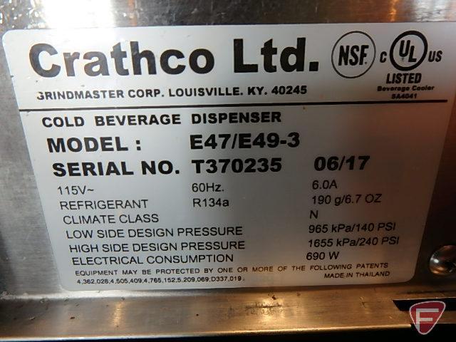 Crathco Ltd. E47/E49-3 cold beverage dispenser, 115v, R134A refrigerant