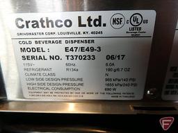 Crathco Ltd. E47/E49-3 cold beverage dispenser, 115v, R134A refrigerant