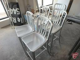 (5) aluminum bar stools/chairs, 30"H seat