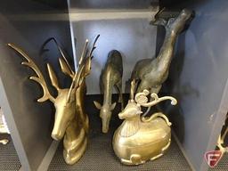 Brass deer and (1) antelope, 20 pcs