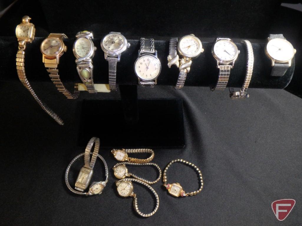 Ladies Cortland 14k yellow Gold 17-Jewel manual wind wrist watch with (6) genuine round Ruby stones