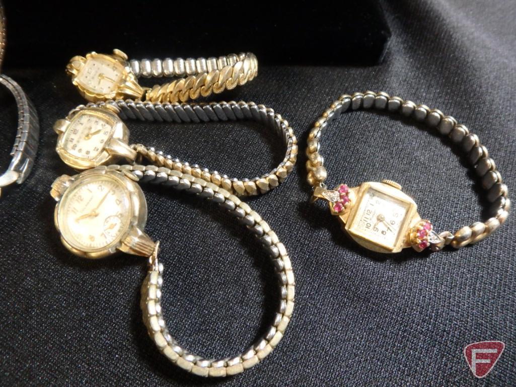 Ladies Cortland 14k yellow Gold 17-Jewel manual wind wrist watch with (6) genuine round Ruby stones