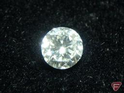 Round full-cut Diamond .37 PT TW G DVS-2; Silver plate matching cufflinks and tie bar,