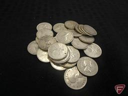 $14.25 face value 90% Silver Washington Quarters, many early dates;