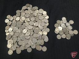 (268) common date Jefferson Nickels, avg. circ. or better; (8) 35% Silver War Nickels, avg. circ.;