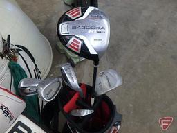 Ping and Tour Edge golf bags, golf clubs-Silver Diamond, Gallery Lady Striker, US Kids Golf,