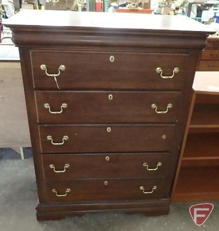 Wood dresser/storage cabinet, Vaughan Furniture Co, 5 drawers, 50inHx38inWx19inD,