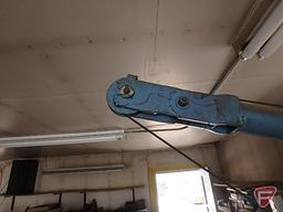 Engine hoist on casters, winch, 59"L leg, 88"H