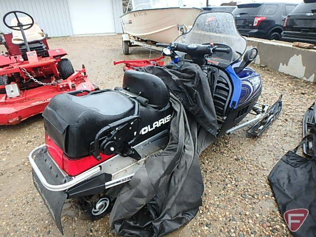 2003 Polaris Trail Touring 550cc snowmobile with fan cooled twin engine, 1,817 miles showing,