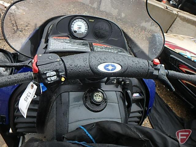 2003 Polaris Trail Touring 550cc snowmobile with fan cooled twin engine, 1,817 miles showing,