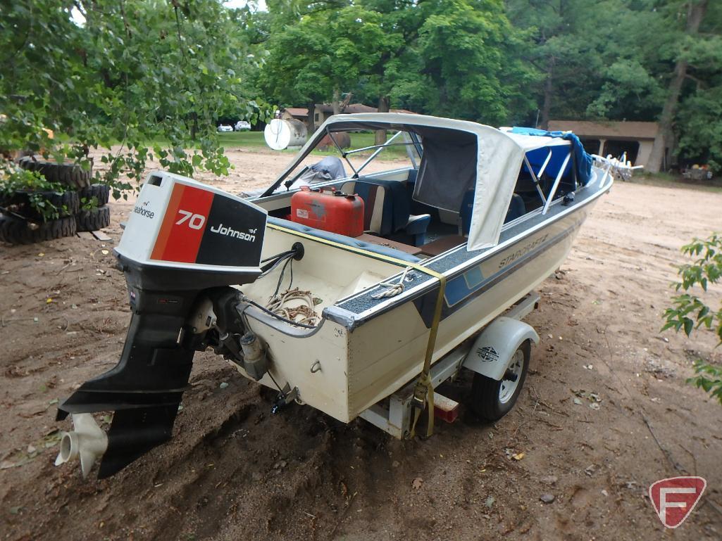 1984 Starcraft 16ft aluminum fishing boat with Johnson 70 outboard boat motor