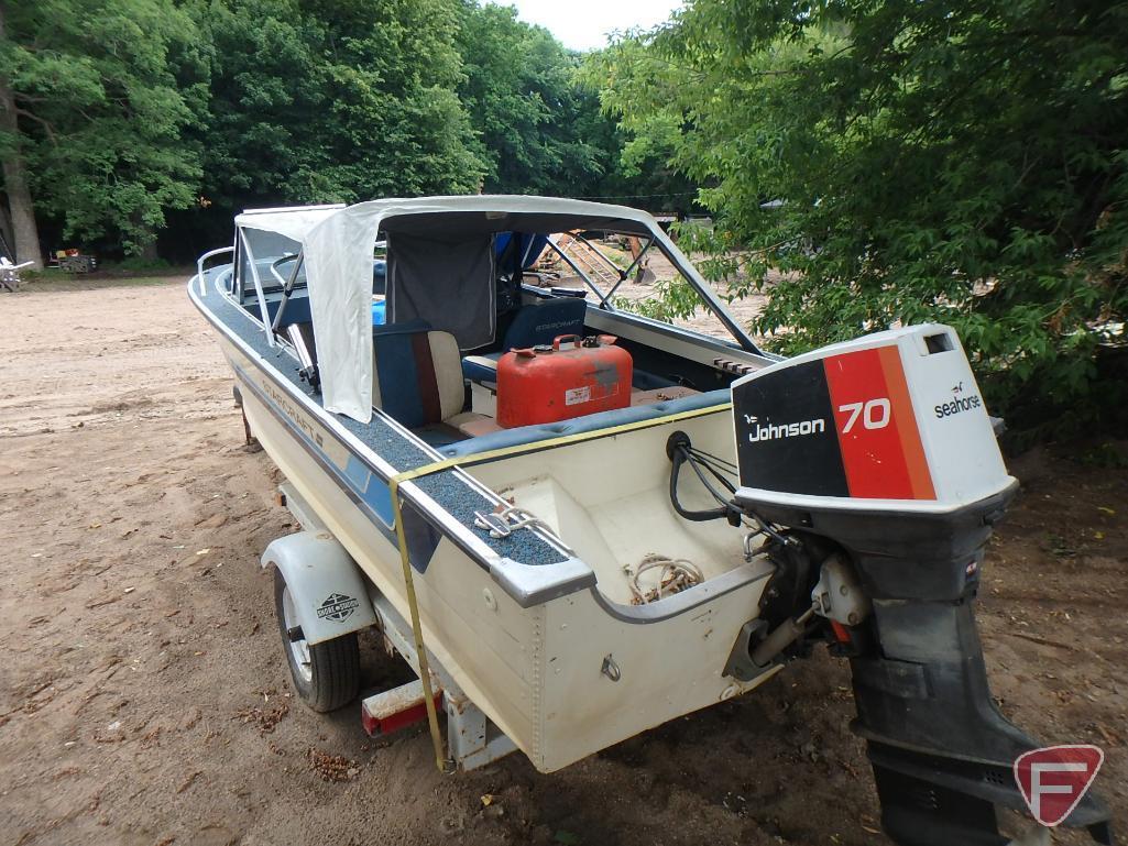 1984 Starcraft 16ft aluminum fishing boat with Johnson 70 outboard boat motor