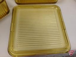 Amber glass refrigerator dish set. 4 dishes Contents of 2 boxes