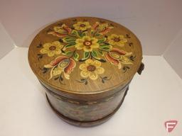 Painted wood bucket with cover