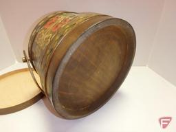 Painted wood bucket with cover