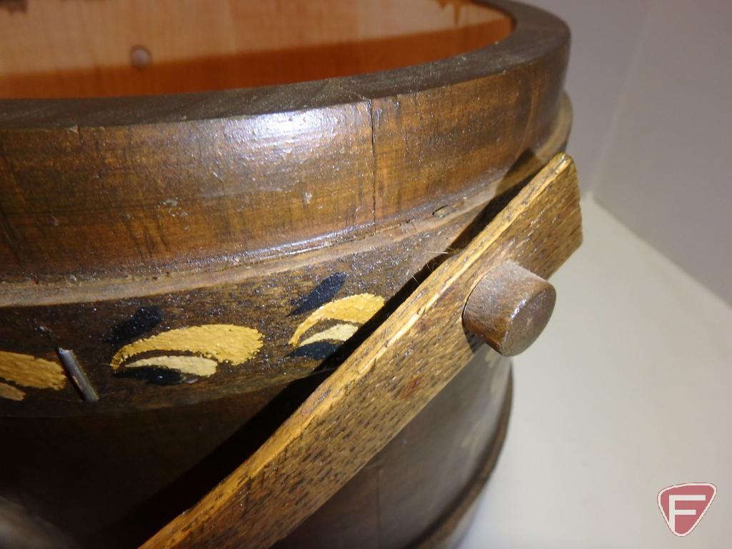 Painted wood bucket with cover