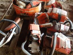 (5) Stihl gas chainsaws for parts and other chop saw parts