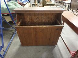 Cut wood storage box, 37inHx40inWx15inD