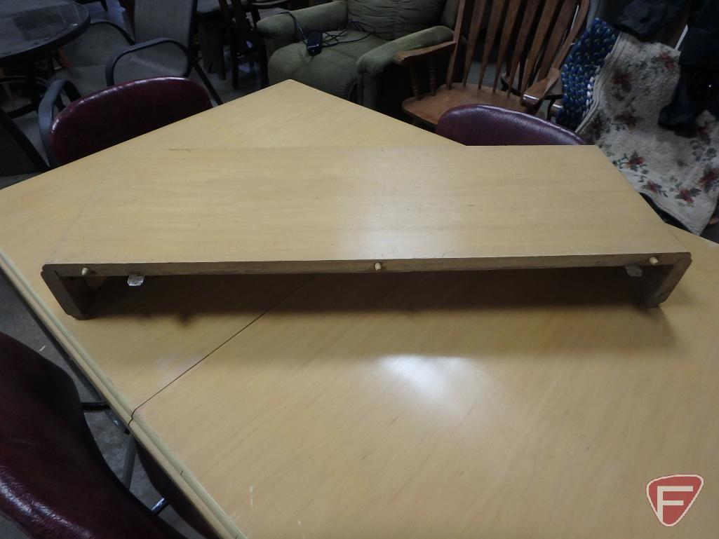 Vintage wood table with metal legs 32inX48in with one 11in leaf, and