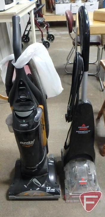 Eureka Air Speed bagless vacuum and Bissell Powerforce vacuum. 2 pieces
