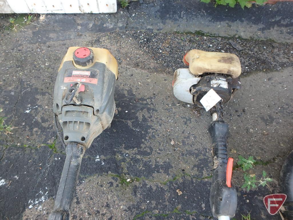 (9) gas trimmers, (1) power pruner, (1) paddle broom, (1) backpack blower, (1) handheld blower,