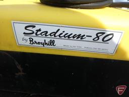 Broyhill Stadium-80 tailgate sprayer for parts, 48"Wx63"L, algae growth inside poly tank, 1/2 full