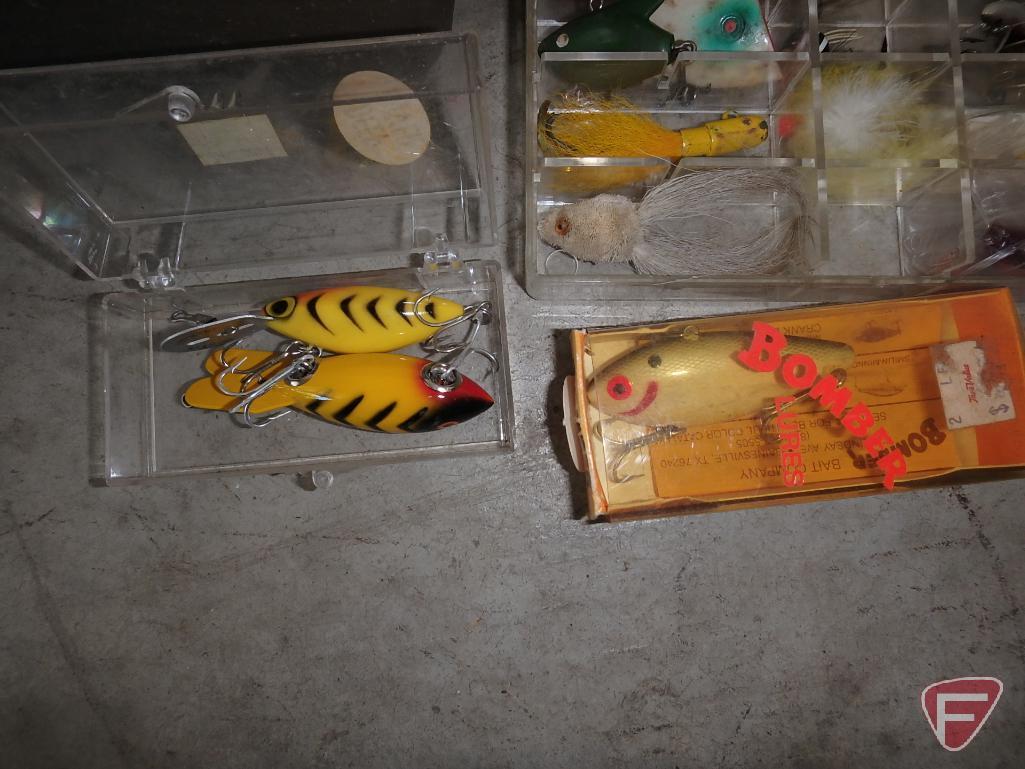 Tackle boxes, bobbers, fishing lures,