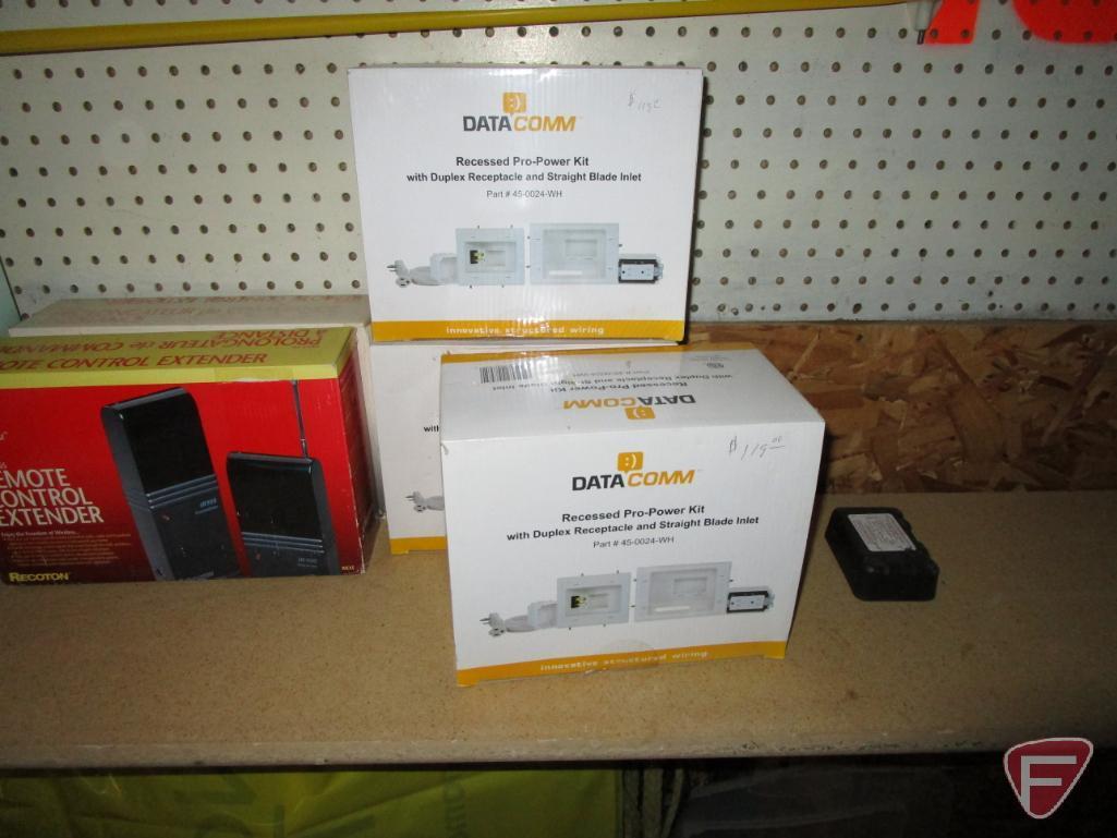 Data Comm recessed Pro-Power Kits (3), Digital TV converters, HDTV antenna, Alaron portable TV,