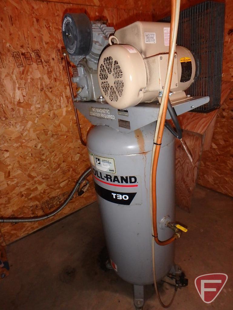 Ingersoll Rand T30 air compressor, Baldor 230V 3hp 1ph motor