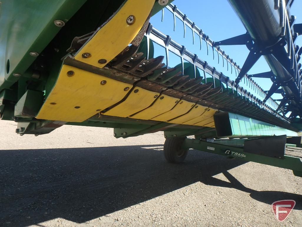 2014 John Deere 630F cutting platform/bean head with rock retarder, 30'