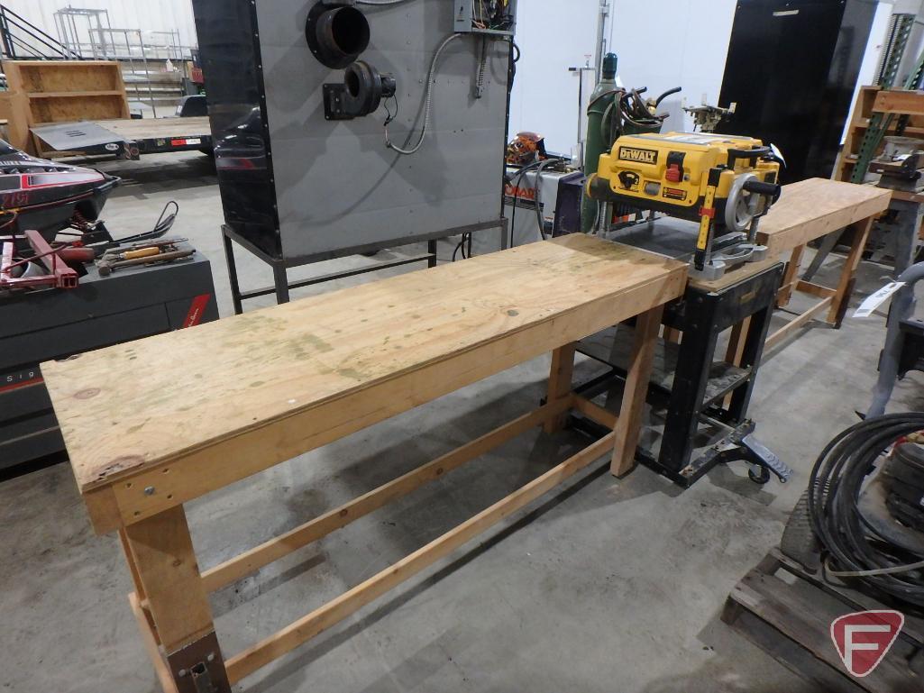 DeWalt DW735 13" planer on stand with (2) homemade work benches, 120V, 15amp