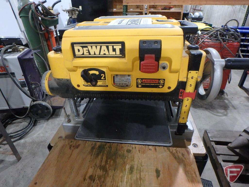 DeWalt DW735 13" planer on stand with (2) homemade work benches, 120V, 15amp