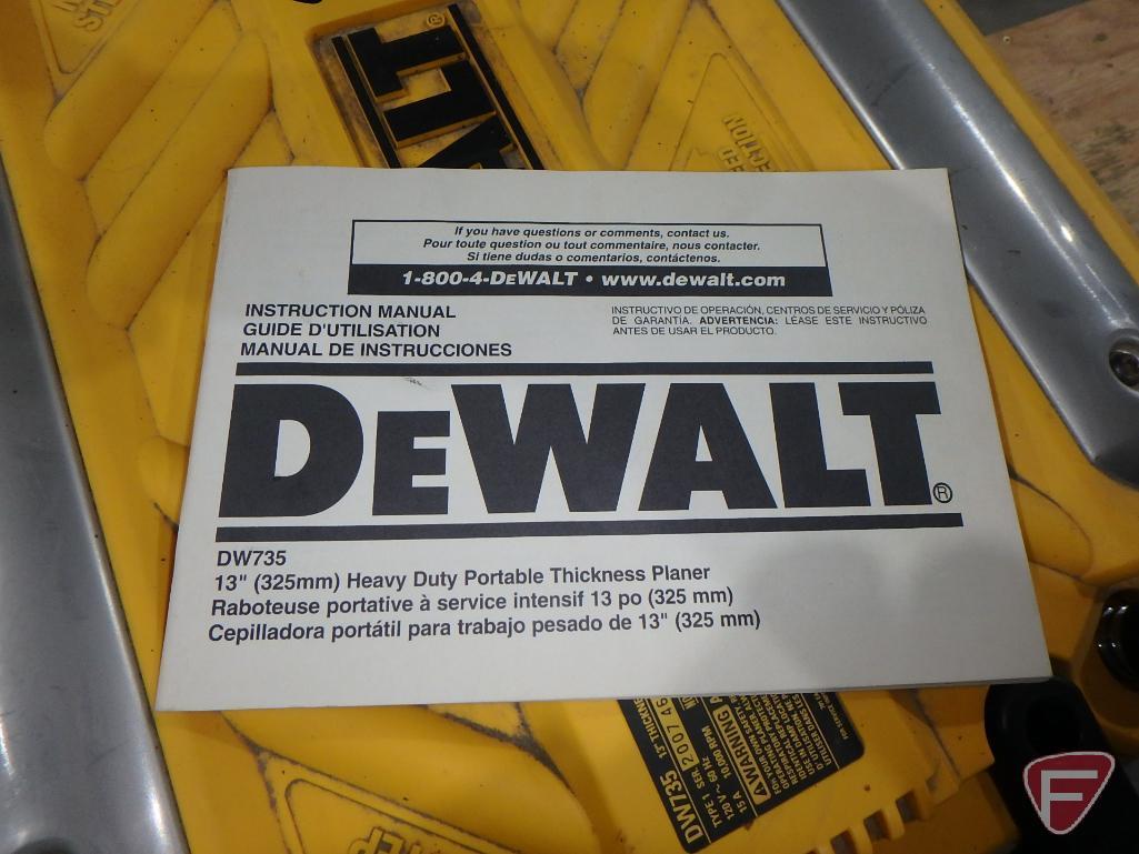 DeWalt DW735 13" planer on stand with (2) homemade work benches, 120V, 15amp