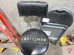 Craftsman shop stool and (2) folding chairs