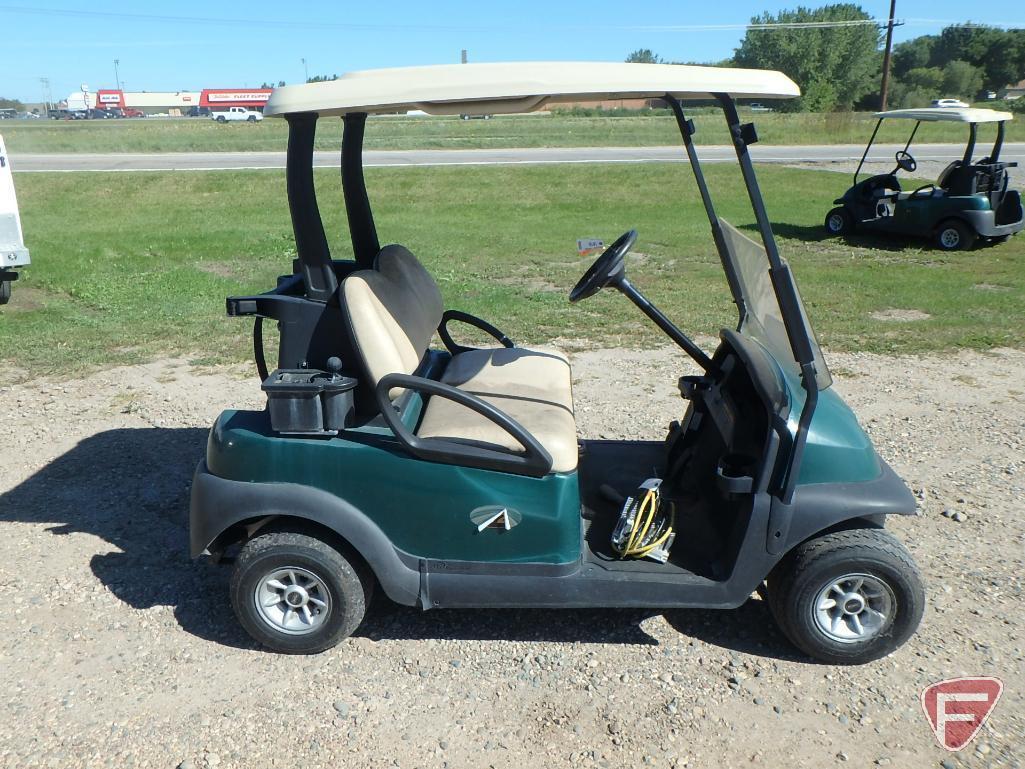 2014 Club Car Precedent green electric golf car with roof, folding windshield, ball washer