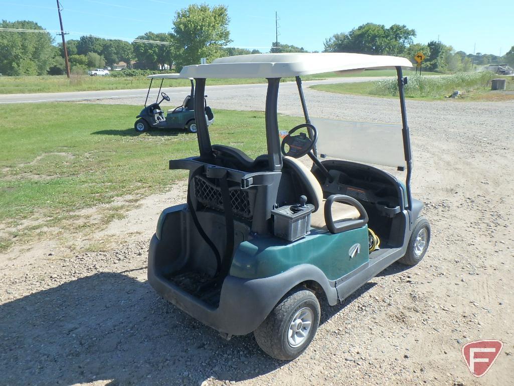 2014 Club Car Precedent green electric golf car with roof, folding windshield, ball washer