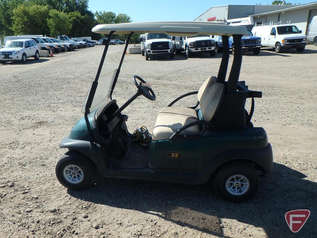 2014 Club Car Precedent green electric golf car with roof, folding windshield, ball washer