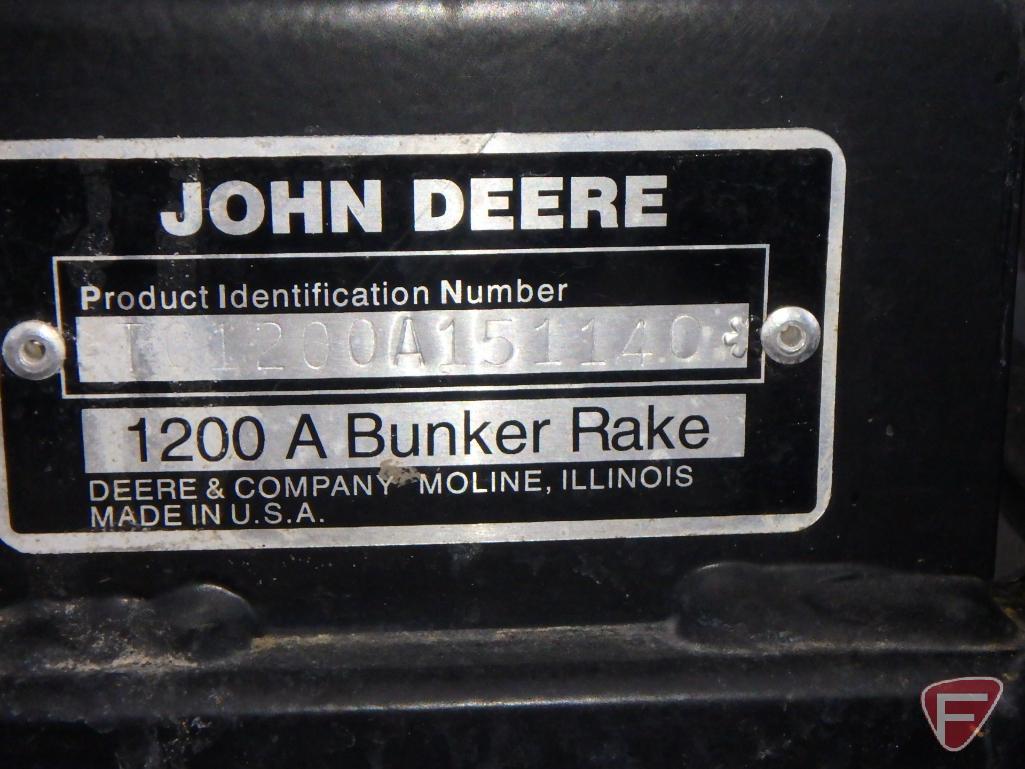 John Deere 1200A bunker rake with Kawasaki engine, 538 hrs