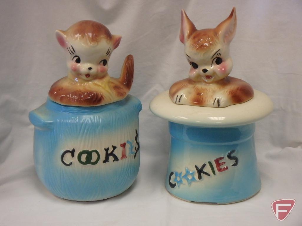 (2)Cookie Jars- cat and rabbit