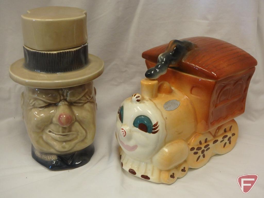 (2)Cookie Jars- W.C. Fields and California train engine