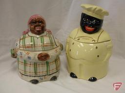 (2)Cookie Jars- Black Americana mammy and Pearl 22k gold chef