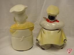 (2)Cookie Jars- Chefs, one has chip