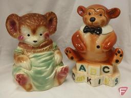 (2)Cookie Jars- USA bear and ABC bear