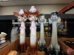 Salt/ Pepper shakers; Dogs, cats, and other animals