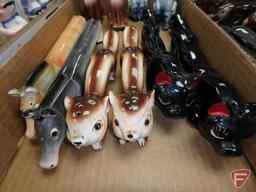 Salt/ Pepper shakers; Dogs, cats, and other animals