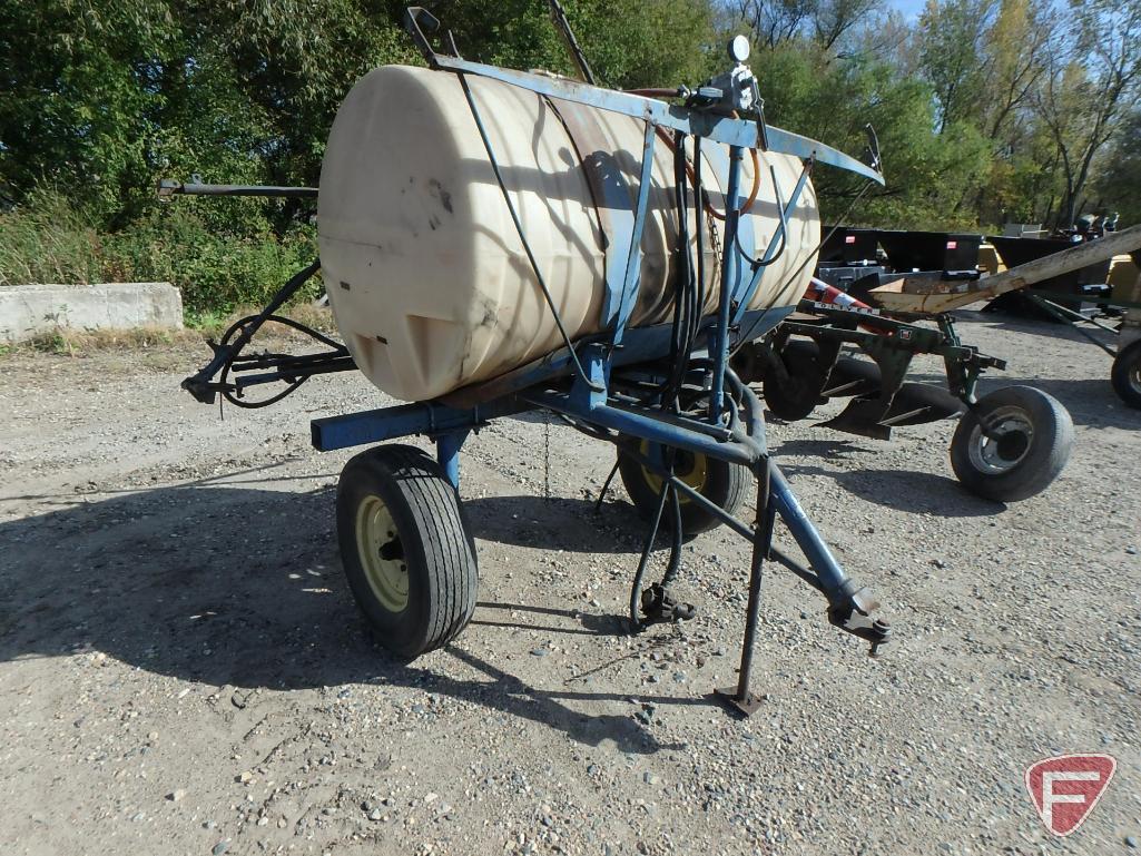 300 gallon pull type poly boom sprayer with PTO pump, blue frame