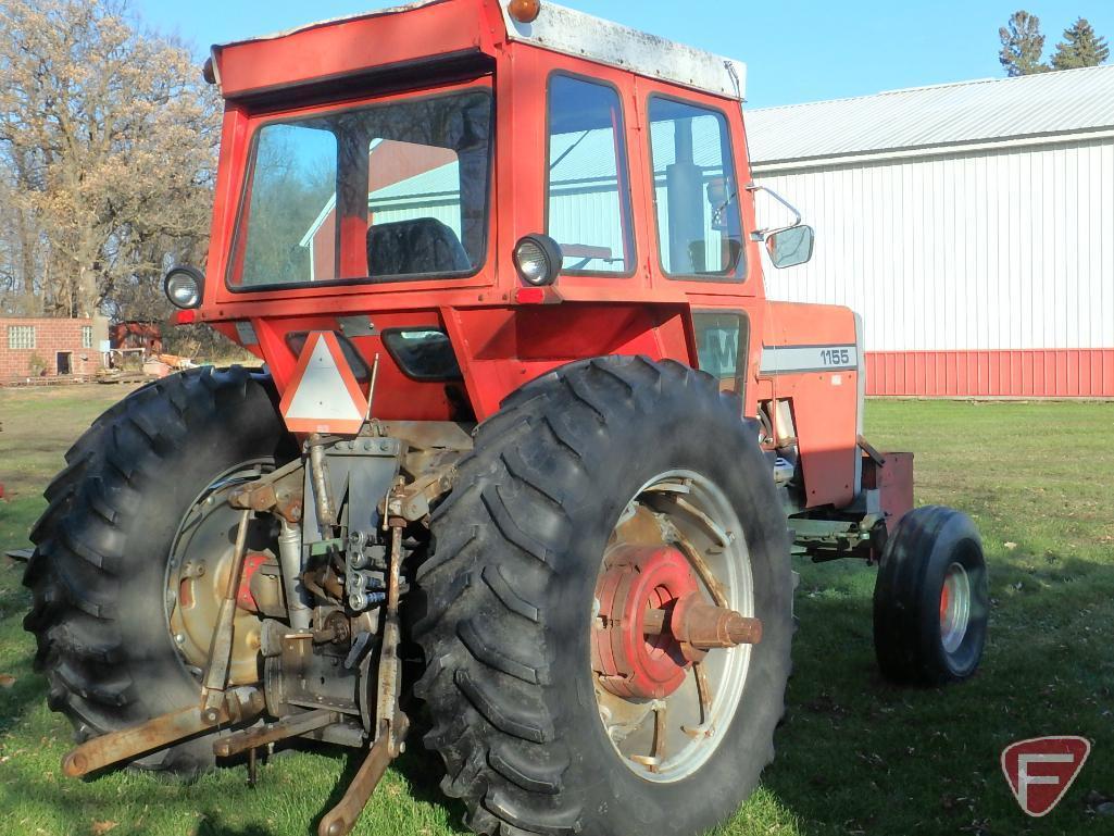 Massey Ferguson 1155 diesel tractor, 3389hrs showing, built in 1974 sn 9B46527 rated 140 pto hp